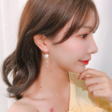 Zircon Inlaid Heart Asymmetric Long Earrings