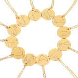 Zodiac Sign Round Pendant Necklace