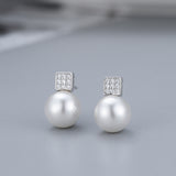 Micro-inlaid Zircon Pearl Earrings