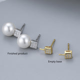 Micro-inlaid Zircon Pearl Earrings