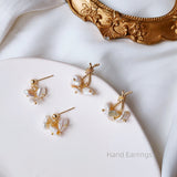 Irregular Shape Baroque Natural Freshwater Pearl Earrings