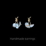 Irregular Shape Baroque Natural Freshwater Pearl Earrings