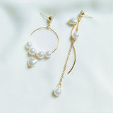 Zircon Inlaid Heart Asymmetric Long Earrings