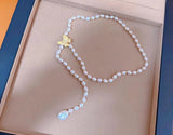 Natural Baroque Freshwater Pearl Butterfly Buckle Necklace