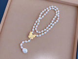 Natural Baroque Freshwater Pearl Butterfly Buckle Necklace