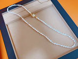 Natural Pearl Sweater Chain Camellia Flower Buckle Necklace