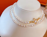 Natural Pearl Sweater Chain Camellia Flower Buckle Necklace