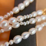 Natural Pearl Sweater Chain Camellia Flower Buckle Necklace