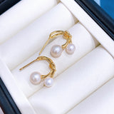 Natural Freshwater Pearls Double Bead Earrings