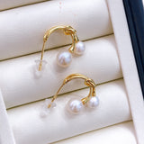 Natural Freshwater Pearls Double Bead Earrings