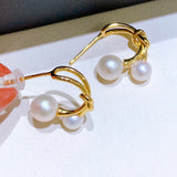 Natural Freshwater Pearls Double Bead Earrings