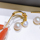 Natural Freshwater Pearls Double Bead Earrings