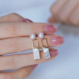 Geometric Vintage Natural Freshwater Pearl Long Earrings