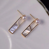 Geometric Vintage Natural Freshwater Pearl Long Earrings
