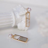 Geometric Vintage Natural Freshwater Pearl Long Earrings