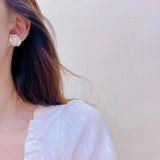 Natural Freshwater Pearl Camellia Flower Shape Earrings