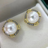 Natural Freshwater Pearl Twisted zircon Earrings