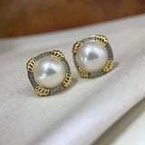 Natural Freshwater Pearl Twisted zircon Earrings