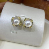 Natural Freshwater Pearl Twisted zircon Earrings
