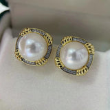 Natural Freshwater Pearl Twisted zircon Earrings