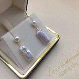 Colorful Baroque Freshwater Double Pearl Pendant Earrings