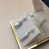 Colorful Baroque Freshwater Double Pearl Pendant Earrings
