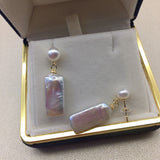 Colorful Baroque Freshwater Double Pearl Pendant Earrings