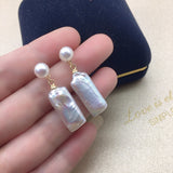 Colorful Baroque Freshwater Double Pearl Pendant Earrings