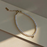 Simple Love Tail Chain Pearl Bracelet