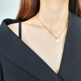 INS Style Titanium Steel Elizabeth Gold Coin Necklace