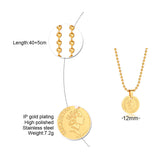 INS Style Titanium Steel Elizabeth Gold Coin Necklace