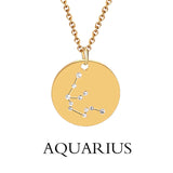Zodiac Sign Round Pendant Necklace