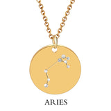 Zodiac Sign Round Pendant Necklace