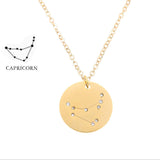 Zodiac Sign Round Pendant Necklace