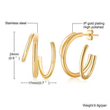 3 Bar Tube Hoops Asymmetric Triple Hoop Earrings