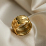 14K Gold Wide-Sided Double-Layer Simple Ring