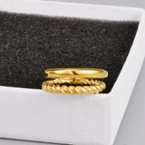 Ins Style Two Line Twisted 18K Gold Ring