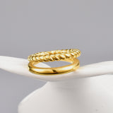 Ins Style Two Line Twisted 18K Gold Ring