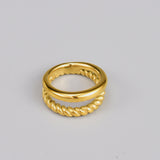 Ins Style Two Line Twisted 18K Gold Ring