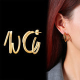 3 Bar Tube Hoops Asymmetric Triple Hoop Earrings