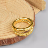 Ins Style Two Line Twisted 18K Gold Ring