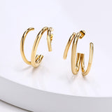 3 Bar Tube Hoops Asymmetric Triple Hoop Earrings
