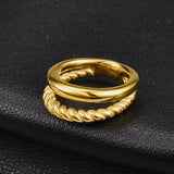 Ins Style Two Line Twisted 18K Gold Ring