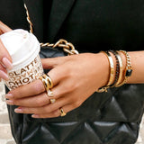 14K Gold Wide-Sided Double-Layer Simple Ring