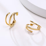 3 Bar Tube Hoops Asymmetric Triple Hoop Earrings