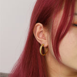 Twisted Zircon C shape Hoop Earring