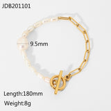 INS Style OT buckle chain with natural pearl bracelet