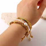 INS Style OT buckle chain with natural pearl bracelet