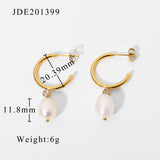 Freshwater Pearl C-Shaped Pendant Earrings