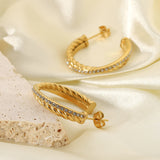Twisted Zircon C shape Hoop Earring